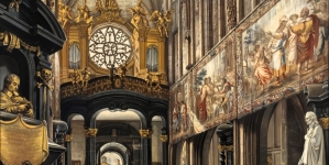 "Widok na chór i nawę główną Katedry na Wawelu" Saturnina Świerzyńskiego.