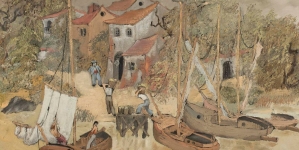 "Pejzaż z łódkami" Jeremiego Kubickiego.