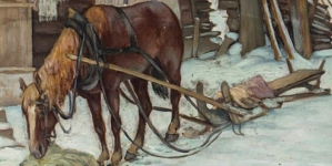 "Koń przy wozie" Kazimierza Mitery.