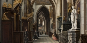 "Widok nawy bocznej kościoła katedralnego na Wawelu" Saturnina Świerzyńskiego.