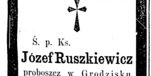 Nekrolog księdza Józefa Ruszkiewicza opublikowany w "Dzienniku Poznańskim" z 3 września 1872.
