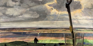 "Pejzaż z krzyżem - Chrystus błogosławiący" Henryka Szczyglińskiego.