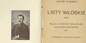 Julian Klaczko, "Listy włoskie : (1860) ; Margrabia Aleksander Wielopolski ; Książę Adam Czartoryski : (1861)" (strona tytułowa)