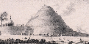 "Mogiła Kościuszki zaczęta d. 16 Października 1820 Skończona 16 Października 1823 Le Tertre de Kościuszko commencé le 16 Octobre 1820 achéwé[!] le 16 Octobre 1823" Józefa Sonntaga.