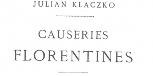 Julian Klaczko, "Causeries florentines" (strona tytułowa)