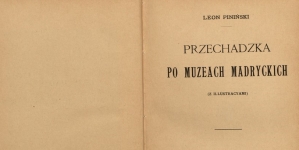 Leon Piniński "Przechadzka po muzeach madryckich" (strona tytułowa)