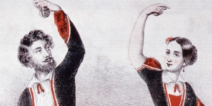 Aleksander Tarnowski i Konstancja Turczynowicz w tańcu kaczucza z baletu "Hrabina i wieśniaczka" .