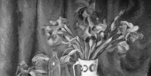 Obraz olejny Władysława Stapińskiego "Irysy".