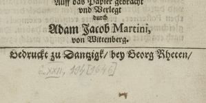 Adam Jakub Martini "Kurtze Beschreibung vnd Entwurff alles dessen, was bey der..." (strona tytułowa)