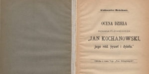Aleksander Brückner "Ocena dzieła Romana Plenkiewicza "Jan Kochanowski, jego ród, żywot i dzieła"" (strona tytułowa)