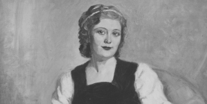 Obraz Stanisława Niesiołowskiego przedstawiający portret pani Kamińskiej.