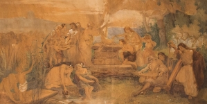 Projekt kurtyny do Teatru Słowackiego w Krakowie wykonany przez Tomasza Lisiewicza.