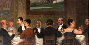 "Proszony obiad w bogatym domu żydowskim w Krakowie" Józefa Kruszewskiego.