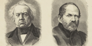 Strona tytułowa "Tygodnika Illustrowanego" z datą 16 marca 1872 roku z portretami Juliusza Bayera i Michała Brzostowskiego.