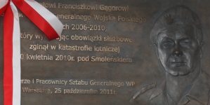 Tablica pamięci generała Franciszka Gągora w siedzibie Sztabu Generalnego w Warszawie.