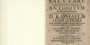 Bartłomiej Kazimierz Malicki "Salvtare langventis patriae antidotvm, ex virtute ac nomine..." (strona tytułowa)