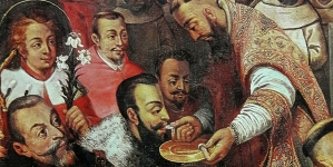 "Kazimierz IV Jagiellończyk wraz z synami przyjmuje komunię na Jasnej Górze w roku 1477" .
