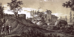 "Widok Domu we wsi Telacze należącego do Stanisława Ciwinskiego w Cyrkule Brzezańskim" Antoniego Langego.