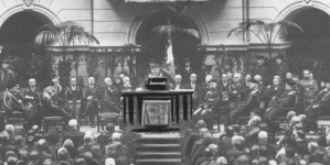 Uroczystość nadania tytułu doktora nauk technicznych honoris causa Politechniki Warszawskiej Bohdanowi Hutten-Czapskiemu w grudniu 1930 roku.