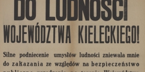 Ignacy Manteuffel - odezwa do ludności Województwa Kieleckiego.