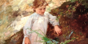 "Dziewczynka na tle pejzażu" Kazimierza Alchimowicza.