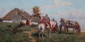 "Jeźdźcy przed chatą" Władysława Karola Szernera.