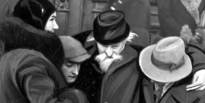 Senator Bolesław Limanowski opuszcza lokal komisji wyborczej podczas wyborów do Senatu, 11.03. 1928 r.