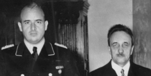 Członkowie zarządu Polskiego Banku Emisyjnego u gubernatora Hansa Franka na Wawelu w styczniu 1940 r.