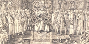 Car Wasyl Szujski i jego bracia prezentowani królowi Zygmuntowi III Wazie podczas sejmu w 1611 r.