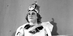 Przedstawienie operowe "Lohengrin" Ryszarda Wagnera w Teatrze im. Juliusza Słowackiego w Krakowie w 1932 roku.