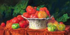 "Pomidory w porcelanowym koszyku" Tadeusza Noskowskiego.