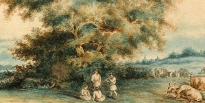 "Krajobraz wiejski z pasterzami" Józefa Szermentowskiego.