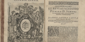 "In primo felicissimo optatissimoq. [...] Simonis Rvdnicky [...] episcopi Varmiensis in svvm episcopatvm aduentu gratvlationes" (autor dedykacji: Jan  Stanisław Sapieha)