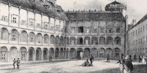 "Wewnętrzna część Zamku Królewskiego w Krakowie".