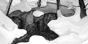 Obraz olejny Władysława Stapińskiego "Zima".