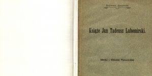 Kazimierz Kaszewski, "Książe Jan Tadeusz Lubomirski" (strona tytułowa)