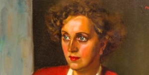 "Portret kobiety w czerwieni" Czesława Kuryatty.