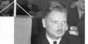 Bolesław Piasecki na zjeździe Unii Chrześcijańsko-Demokratycznej w latach 1950-ych.