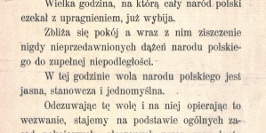 Rada Regencyjna do Narodu Polskiego. [Inc.:] Wielka godzina, na którą cały naród polski czekał z upragnieniem, już wybija [...]
