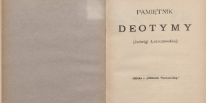 Deotyma [Jadwiga Łuszczewska] "Pamiętnik Deotymy (Jadwigi Łuszczewskiej)" (strona tytułowa)