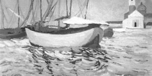 Obraz olejny Władysława Stapińskiego "Łodzie".