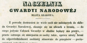 Obwieszczenie naczelnika Gwardii Narodowej z 7.04.1848 r.