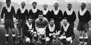 Mecz piłki nożnej Belgia - Polska na stadionie Heysel w Brukseli 16.02.1936 r.