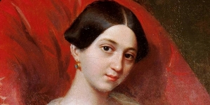 "Portret damy w białej sukni" Ksawerego Jana Kaniewskiego.