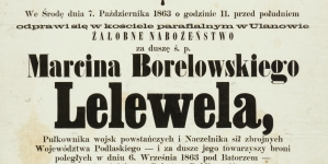Nekrolog Marcina Borelowskiego z 1863 roku.