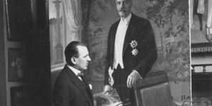 Stanisław Niesiołowski podczas malowania portretu prezydenta Ignacego Mościckiego w 1927 roku.