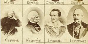 Tableau z portretami pisarzy polskich XIX wieku.