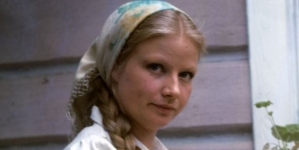 Bożenia Dykiel w trakcie realizacji filmu "Awans" w 1974 roku.