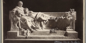 Arbiter Elegantiarum - fotografia rzeźby Antonio Bozzano z dedykacją rzeźbiarza dla Henryka Sienkiewicza jako autora "Quo vadis?"]