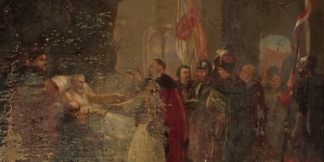 " Śmierć wodza" (lub "Chodkiewicz oddaje przy śmierci buławę Stanisławowi Lubomirskiemu pod Chocimiem") Władysława Majeranowskiego.